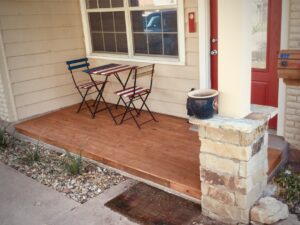 Front porch with wood floor