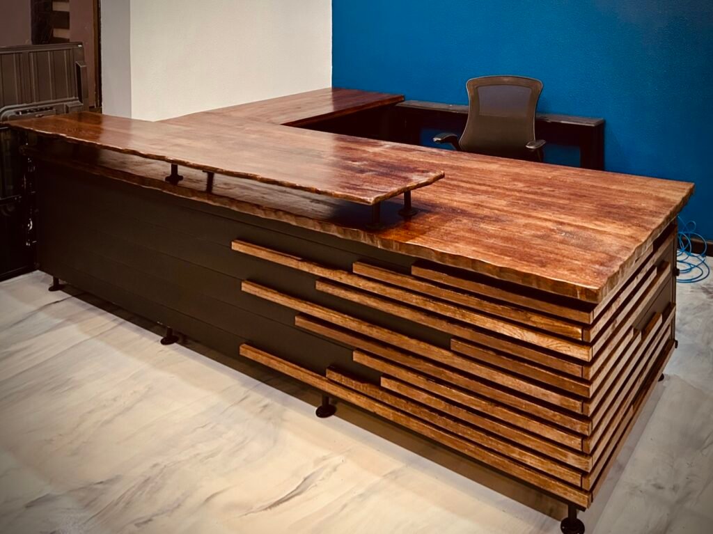 Custom wood wood reception desk  at Blizzard and Zimmerman Attorneys, Abilene - Creative Timberworks, Abilene TX
